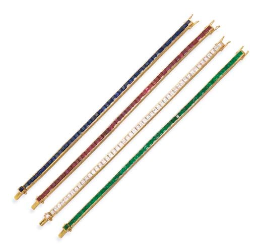 FOUR GEM-SET LINE BRACELETS