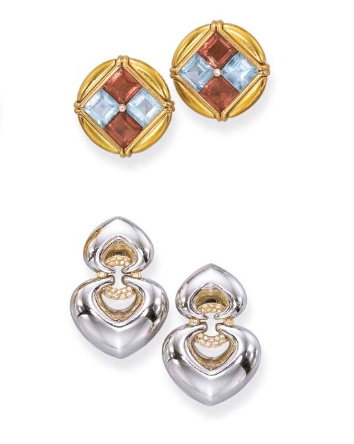 TWO PAIRS OF GEM-SET EARRINGS, BY BULGARI