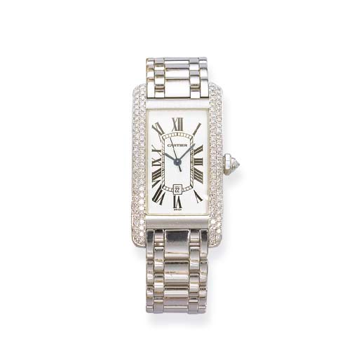 AN 18K WHITE GOLD 'TANK AMERICAINE', BY CARTIER