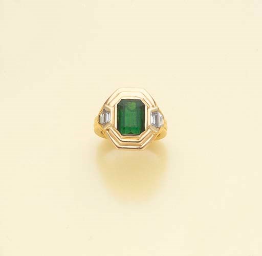 BAGUE EMERAUDE ET DIAMANTS