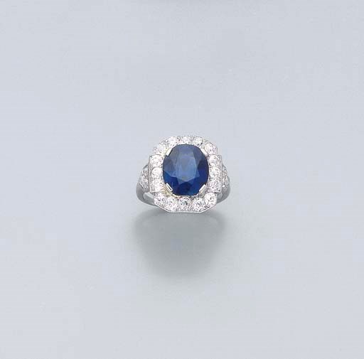 BAGUE SAPHIR ET DIAMANTS