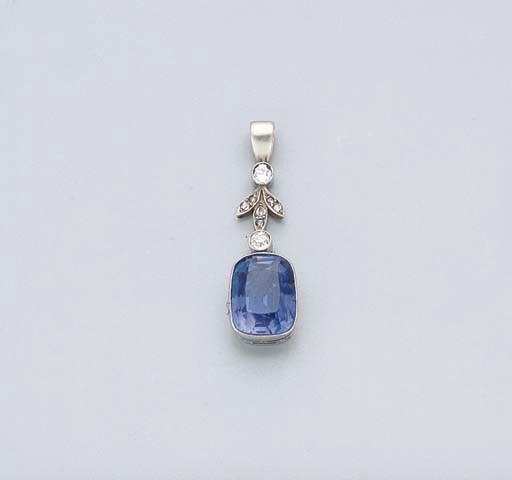 PENDENTIF BELLE EPOQUE SAPHIR ET DIAMANTS