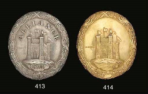 A GEORGE IV SILVER ALLIANCE ASSURANCE FIREMAN'S ARM BADGE NUMBER 6