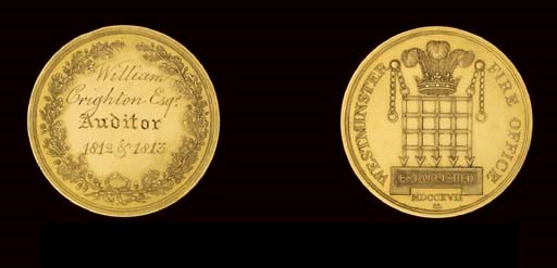A GEORGE III GOLD WESTMINSTER FIRE OFFICE DIRECTORS' MEDAL