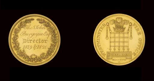 A GEORGE III GOLD WESTMINSTER FIRE OFFICE DIRECTORS' MEDAL