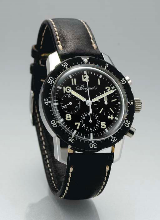 BREGUET. A STAINLESS STEEL CHRONOGRAPH AVIATOR'S-STYLE WRISTWATCH