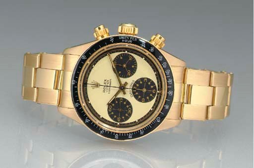 ROLEX. A RARE 18K GOLD CHRONOGRAPH WRISTWATCH WITH BRACELET