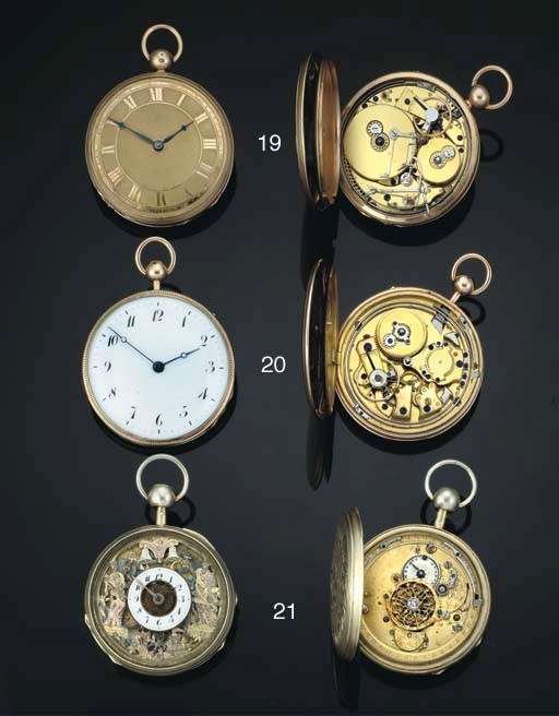 Swiss. A Gold Quarter Repeating Openface Cylinder Watch