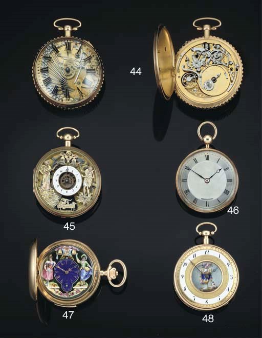 Swiss. A Gold Quarter Repeating and Musical Skeletonised Dial Cylinder Watch
