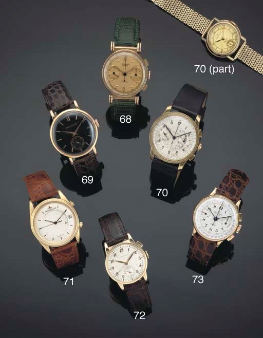 Universal. An 18ct Gold Circular Cased Chronograph Wristwatch