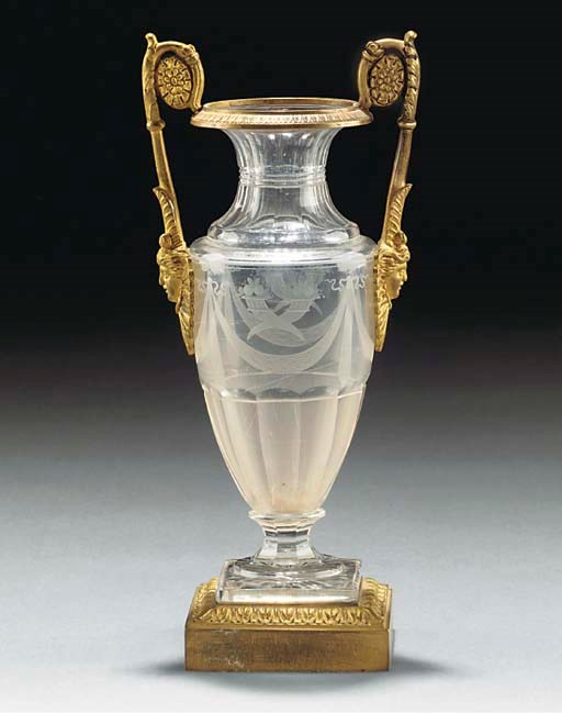 A Restauration gilt bronze and glass vase
