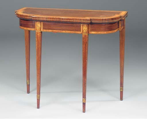A MAHOGANY SATINWOOD AND KINGWOOD AND CROSSBANDED GAMES TABLE