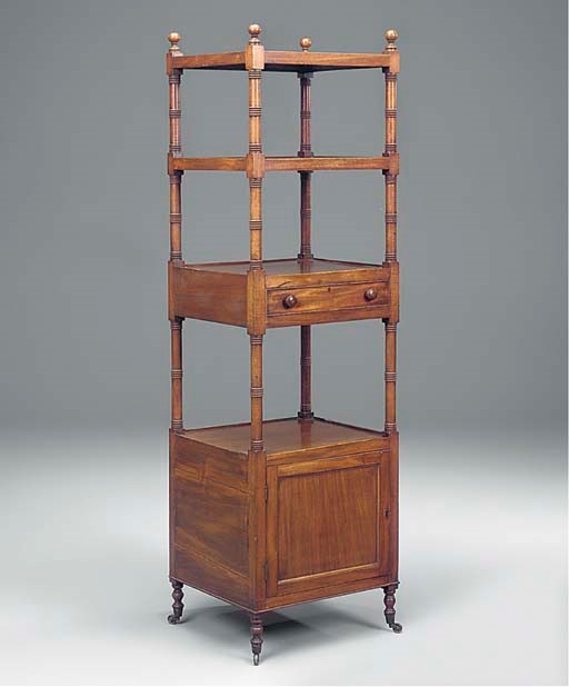 A REGENCY MAHOGANY WHATNOT