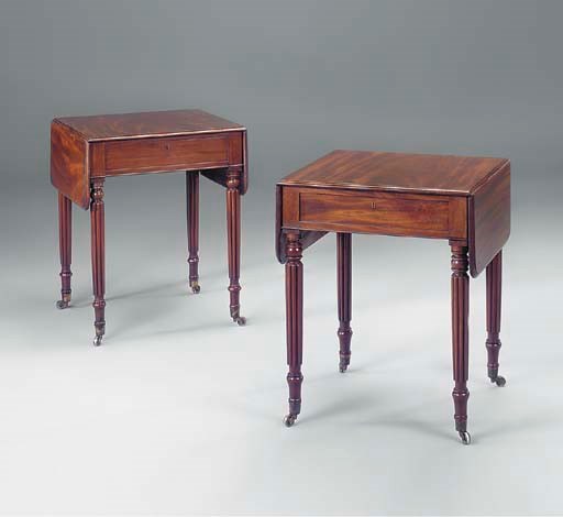 A NEAR PAIR OF REGENCY MAHOGANY PEMBROKE TABLES