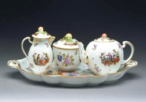AN ASSEMBLED ZURICH PORCELAIN PART TETE-A-TETE,