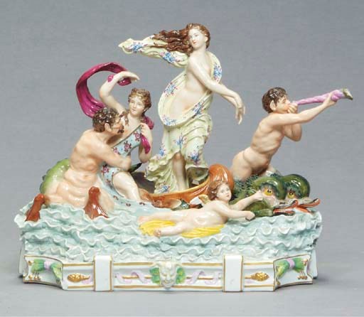 A LARGE CONTINENTAL PORCELAIN FIGURAL GROUP,
