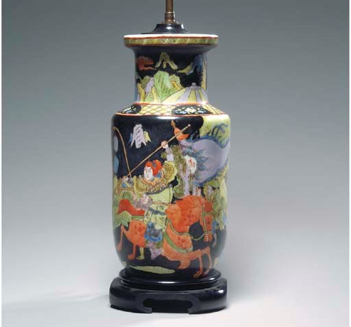 A PAIR OF CHINESE PORCELAIN VASES MOUNTED AS LAMPS,