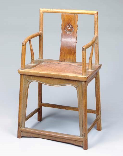A SET OF THREE CHINESE SOFTWOOD LOWBACK ARMCHAIRS,
