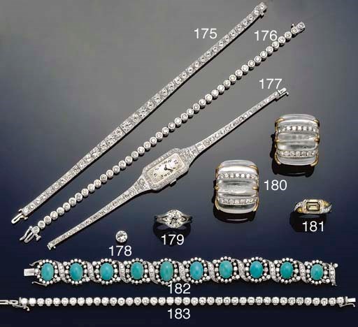A turquoise and diamond bracelet