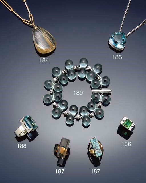 An aquamarine, diamond and sapphire bracelet by Friedrich Becker
