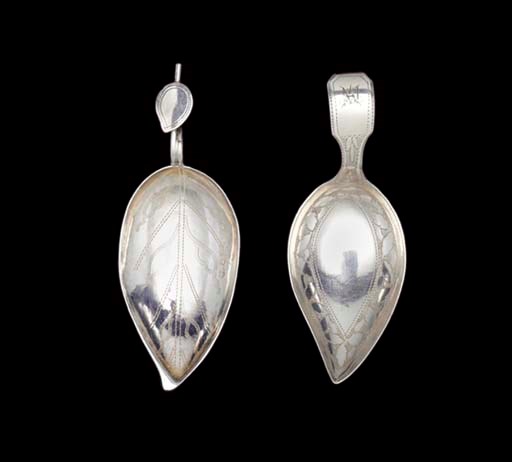 TWO GEORGE III SILVER CADDY SPOONS