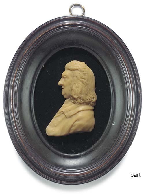 THREE WAX PORTRAIT RELIEFS OF TWO GENTLEMEN AND A LADY