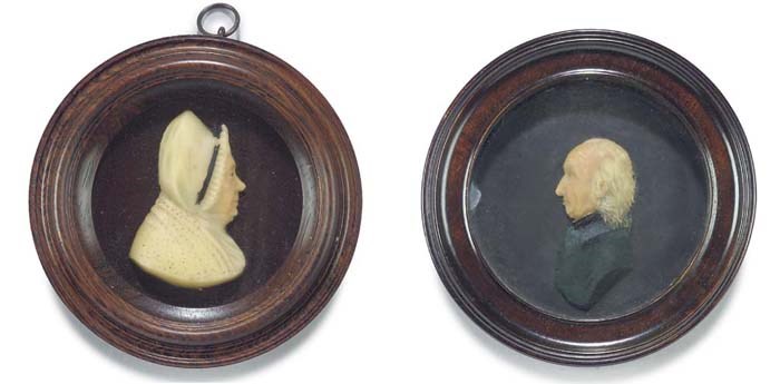 A COLOURED WAX PORTRAIT RELIEF OF A GENTLEMAN