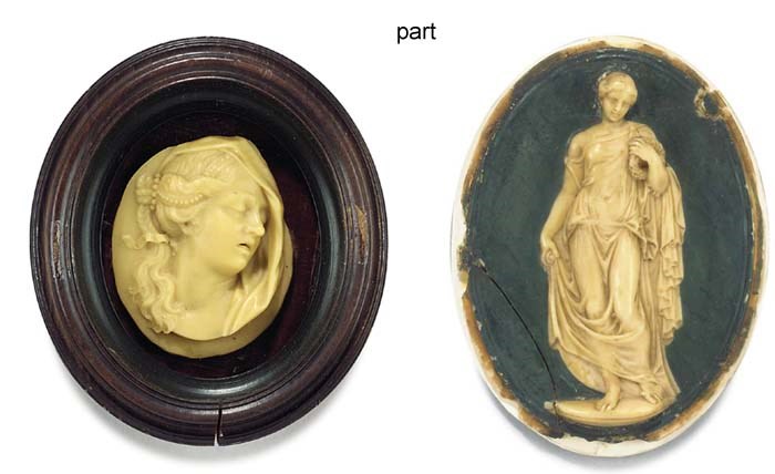 THREE MINIATURE WAX SCULPTURES