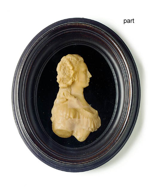 A GEORGE III PINK WAX PORTRAIT RELIEF OF A LADY