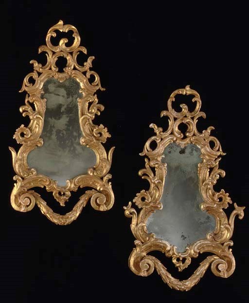 A MATCHED PAIR OF ITALIAN GILTWOOD MIRRORS