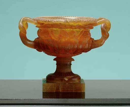 AN ITALIAN ALABASTER MODEL OF THE WARWICK VASE