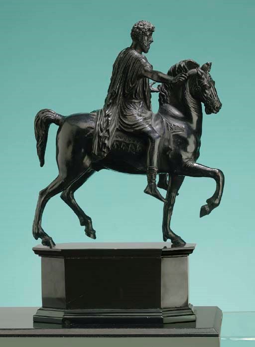 AN ITALIAN PATINATED-BRONZE EQUESTRIAN FIGURE OF MARCUS AURELIUS