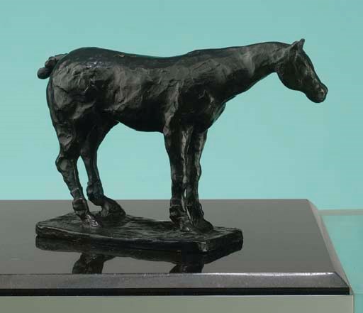A PATINATED-BRONZE FIGURE OF A POLO HORSE