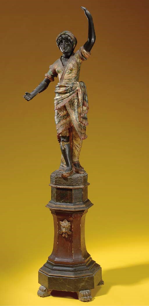 A VENETIAN POLYCHROME-PAINTED BLACKAMOOR FIGURE
