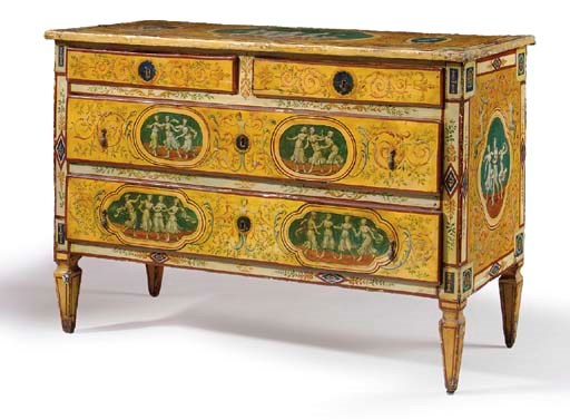 AN ITALIAN POLYCHROME-PAINTED COMMODE