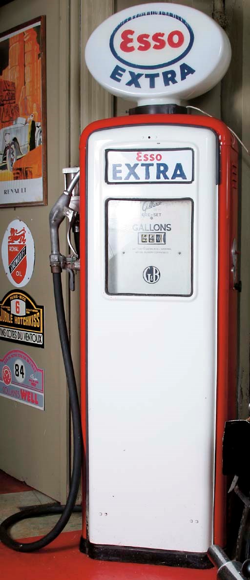 Gilbarco (Gilbert & Barker) - Esso "Extra" - A good early post-war electric petrol-pump; apparently original Esso livery paint-scheme, and with illuminated pump globe to top; c.1950s.