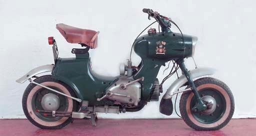 MOTO-RUMI - Registration No.756 LKL - (Engine No. 26765) A rare early post-war scooter; monocoque construction with twin-port two-cylinder motor; details include cast alloy silencer, aluminium mudguards and stylish structural design; Delliorto carburettor and four-speed geared transmission; c.1950s.
