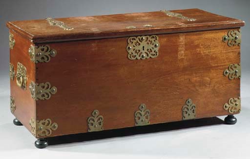 A DUTCH COLONIAL BRASS-MOUNTED DJATTI CHEST