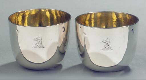 Two English silver tumbler cups