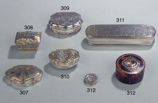 A tortoise-shell snuff-box and a small silver snuff-box