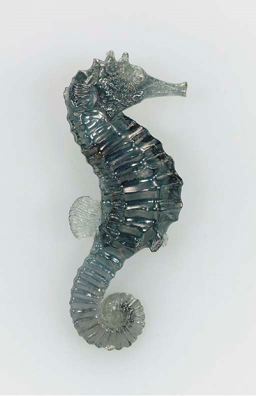 A BLUE TOURMALINE SEAHORSE, BY ANDREAS VON ZADORA