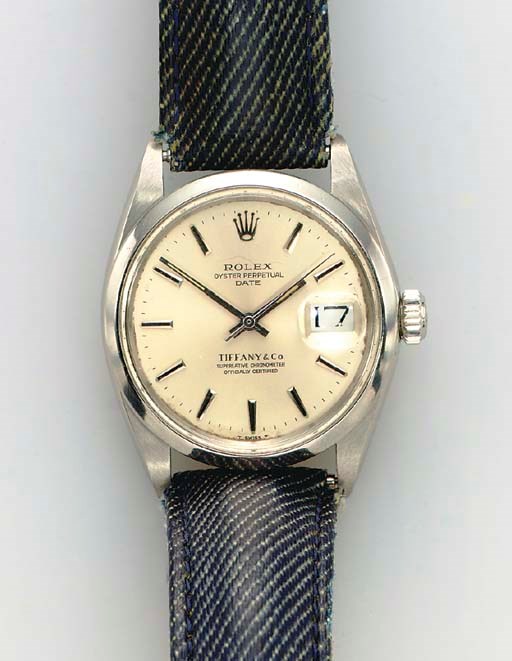 A STAINLESS STEEL OYSTER PERPETUAL AUTOMATIC WRISTWATCH WITH DATE, BY ROLEX, TIFFANY AND CO.