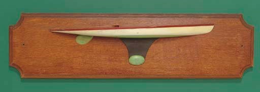 An antique half model of a New England one design racing yacht