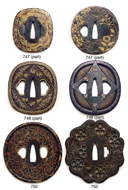 AN IRON TSUCHIMEJI TSUBA and another