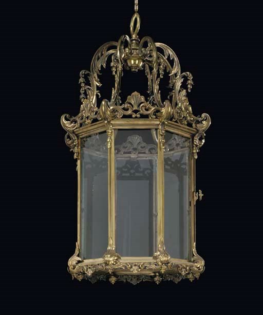 A brass octagonal hall lantern