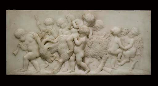 A George III statuary marble chimneypiece tablet