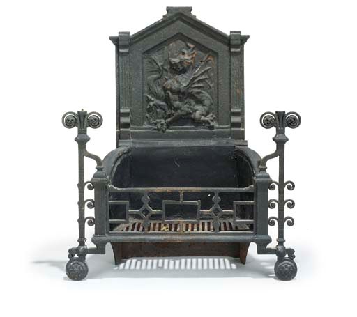 A late Victorian cast iron firegrate