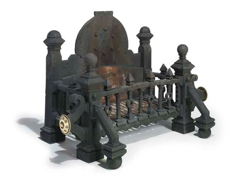 An English Gothic revival cast iron firegrate