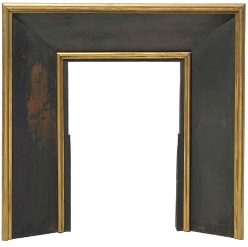 An early Victorian brass mounted iron fireplace surround