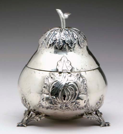 A CONTINENTAL SILVER FRUIT-FORM BOX,